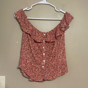 American Eagle Women’s Off Shoulder Floral Crop Top Extra Large